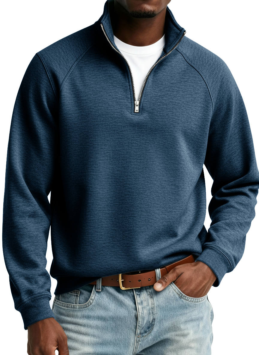 Men's Fashionable Casual Stand Collar Raglan Sleeve Long-Sleeve Sweatshirt