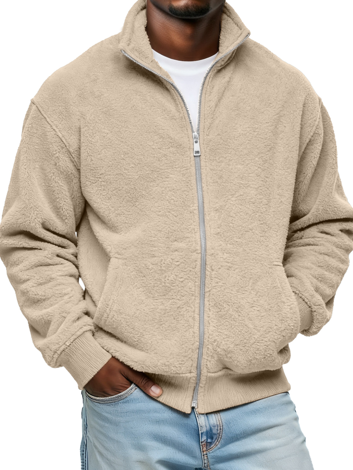 Winter Comfortable And Soft Double-sided Velvet Stand Collar Zipper Jacket