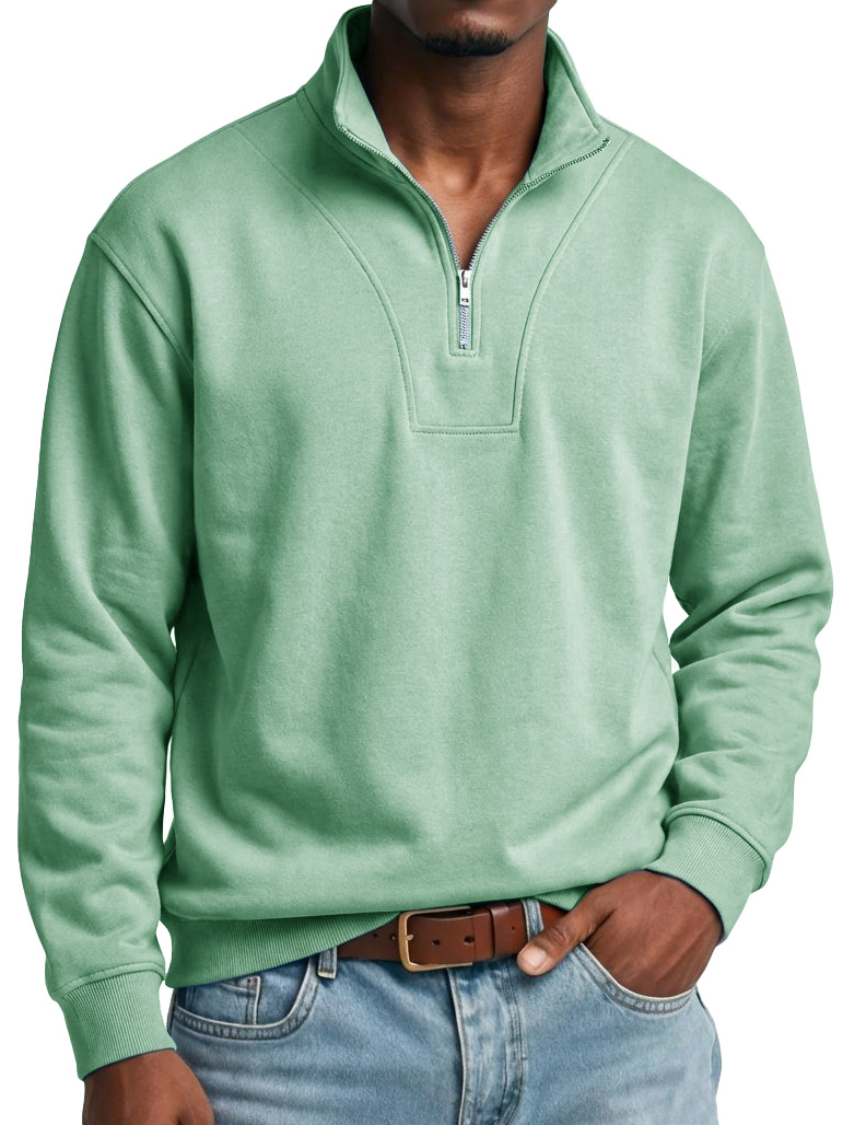 Men's Fashionable Casual Stand Collar Zipper Long-Sleeved Top