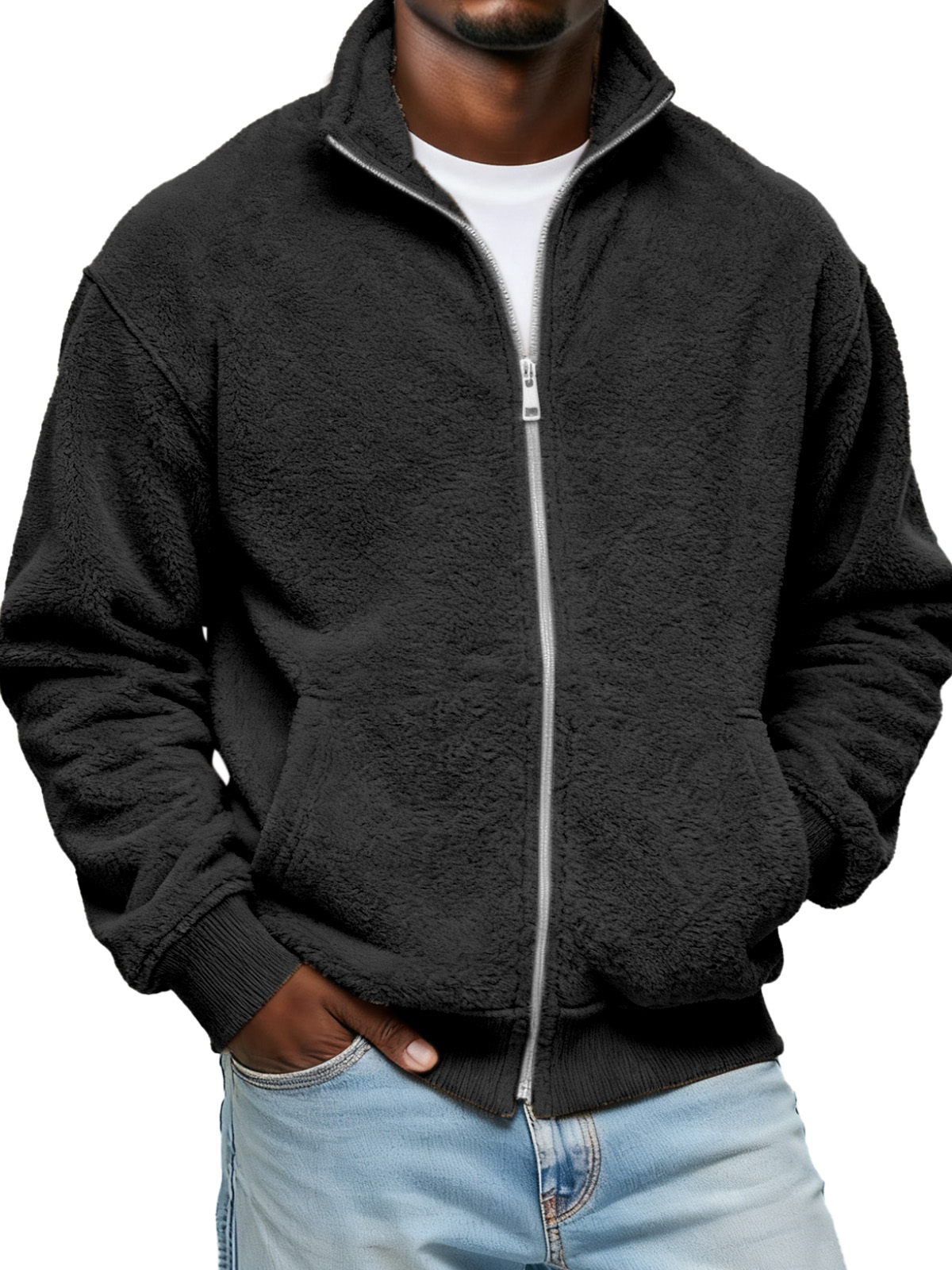 Winter Comfortable And Soft Double-sided Velvet Stand Collar Zipper Jacket