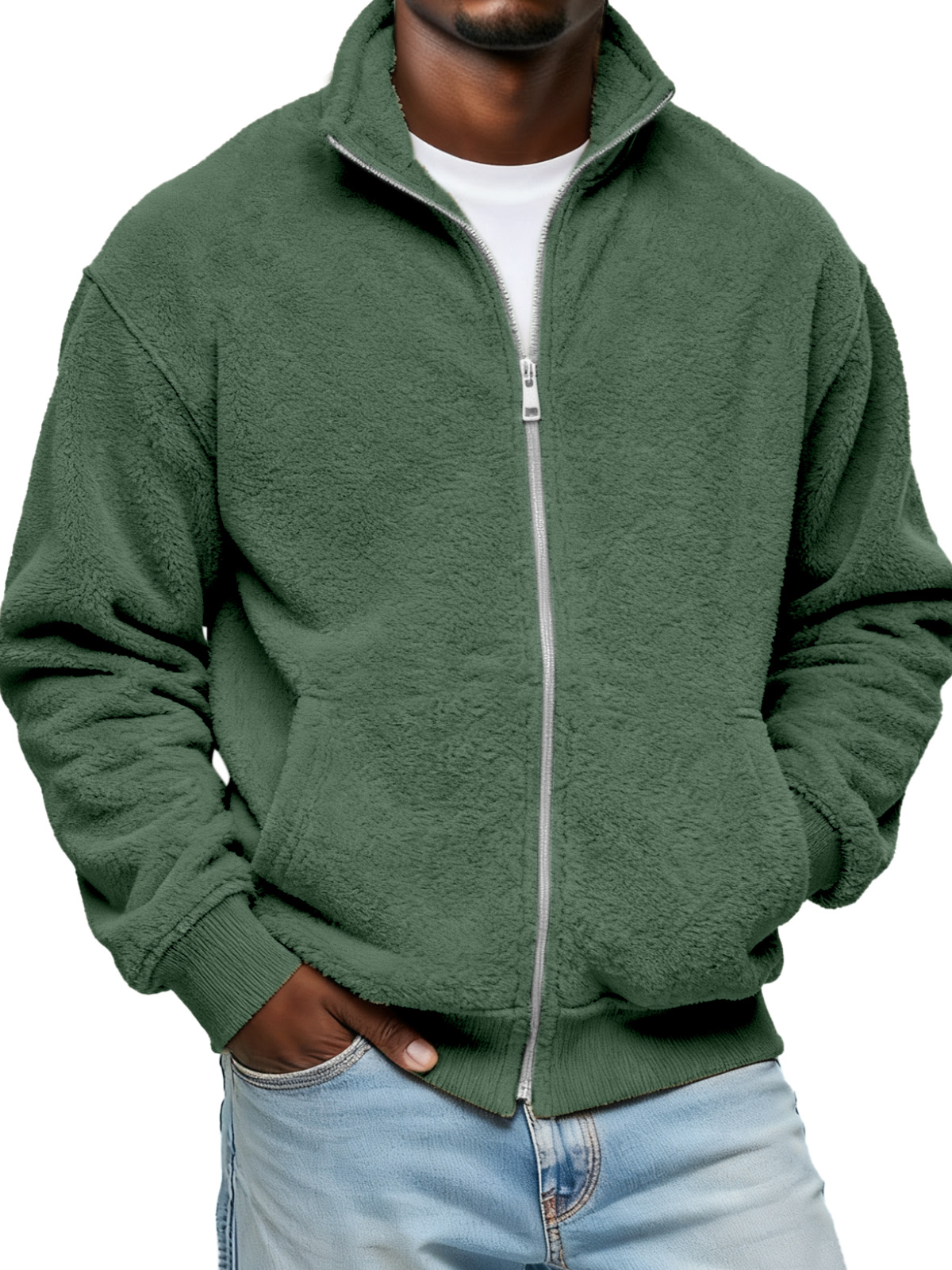 Winter Comfortable And Soft Double-sided Velvet Stand Collar Zipper Jacket