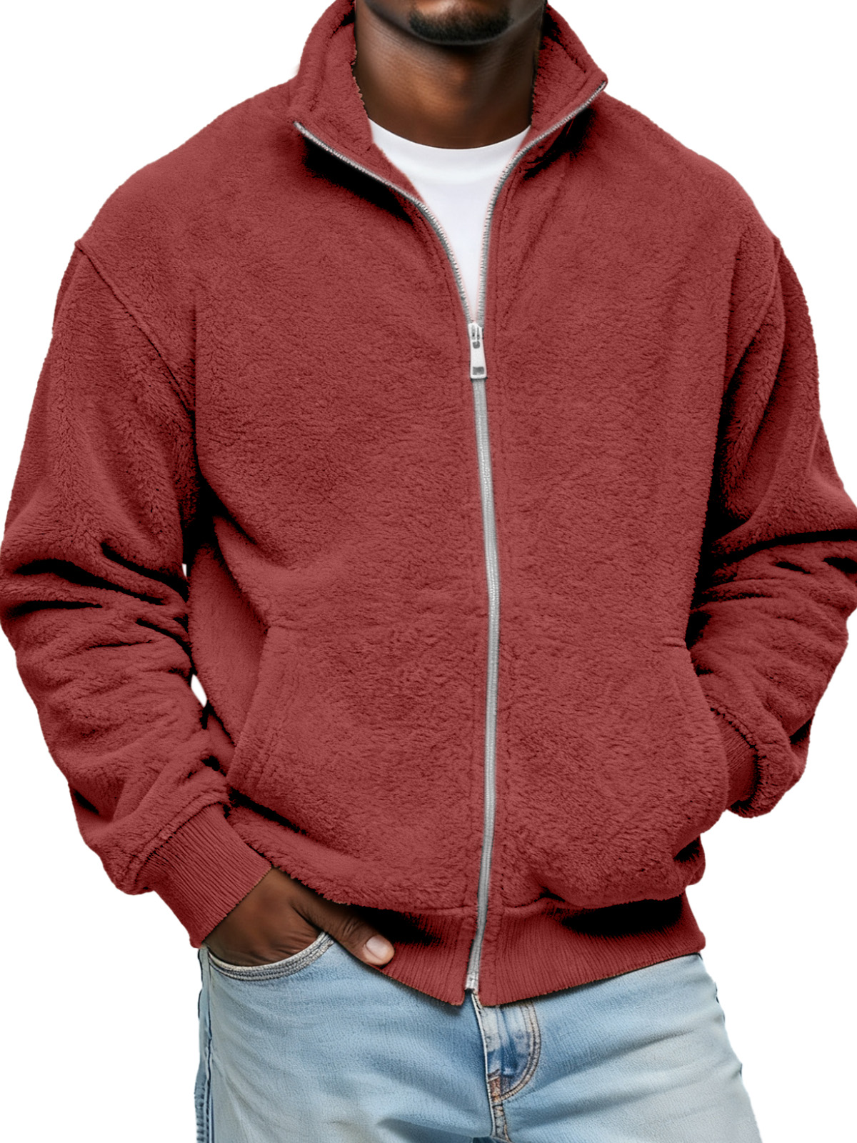 Winter Comfortable And Soft Double-sided Velvet Stand Collar Zipper Jacket