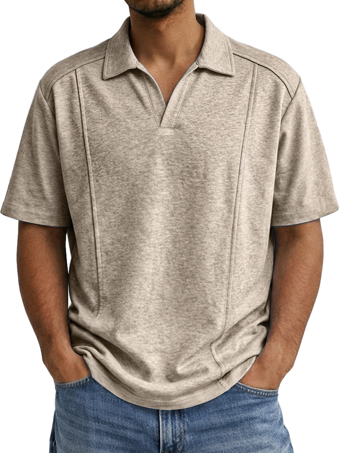 Men's Deconstructed Design Seagull Collar Casual Short-sleeved Polo Shirt