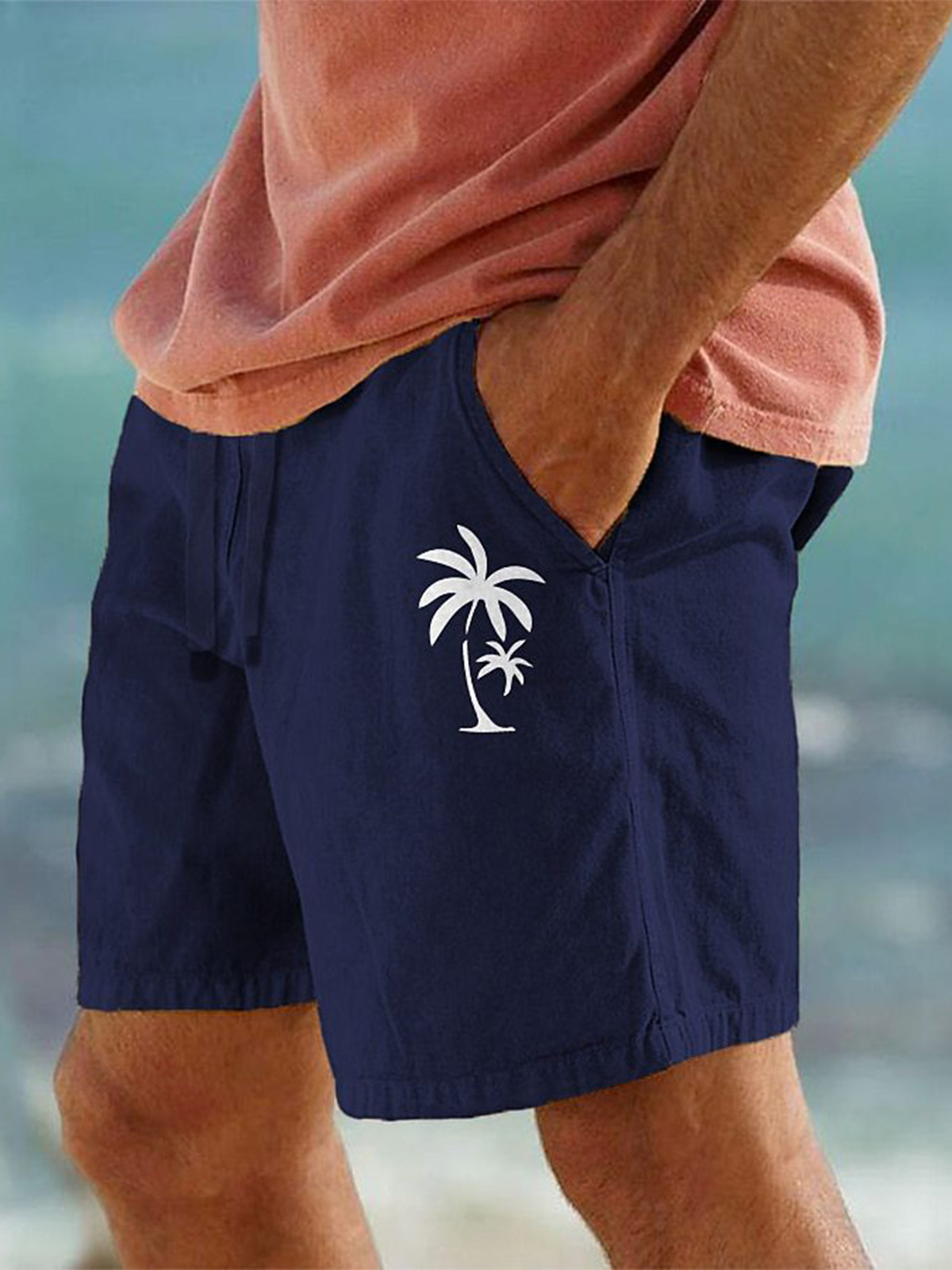 Men's Hawaiian Coconut Print Beach Shorts