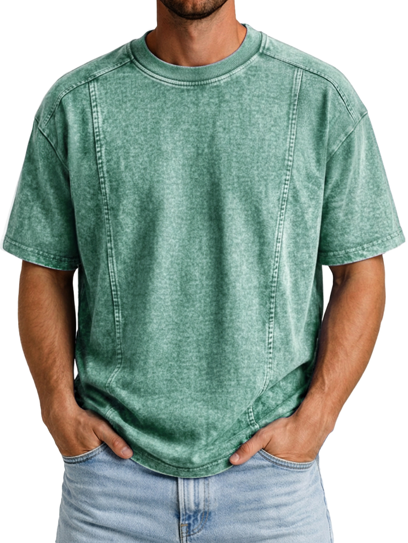 Men's Retro Crew Neck Deconstructed Casual Short-Sleeve T-Shirt