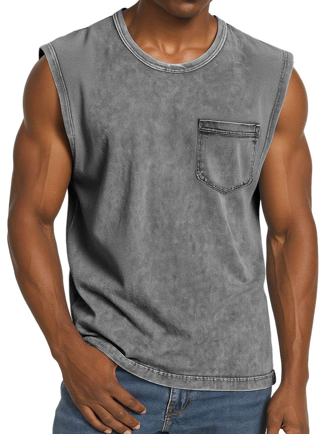 Men's Retro Round Neck Pocket Casual Comfort Sleeveless Vest