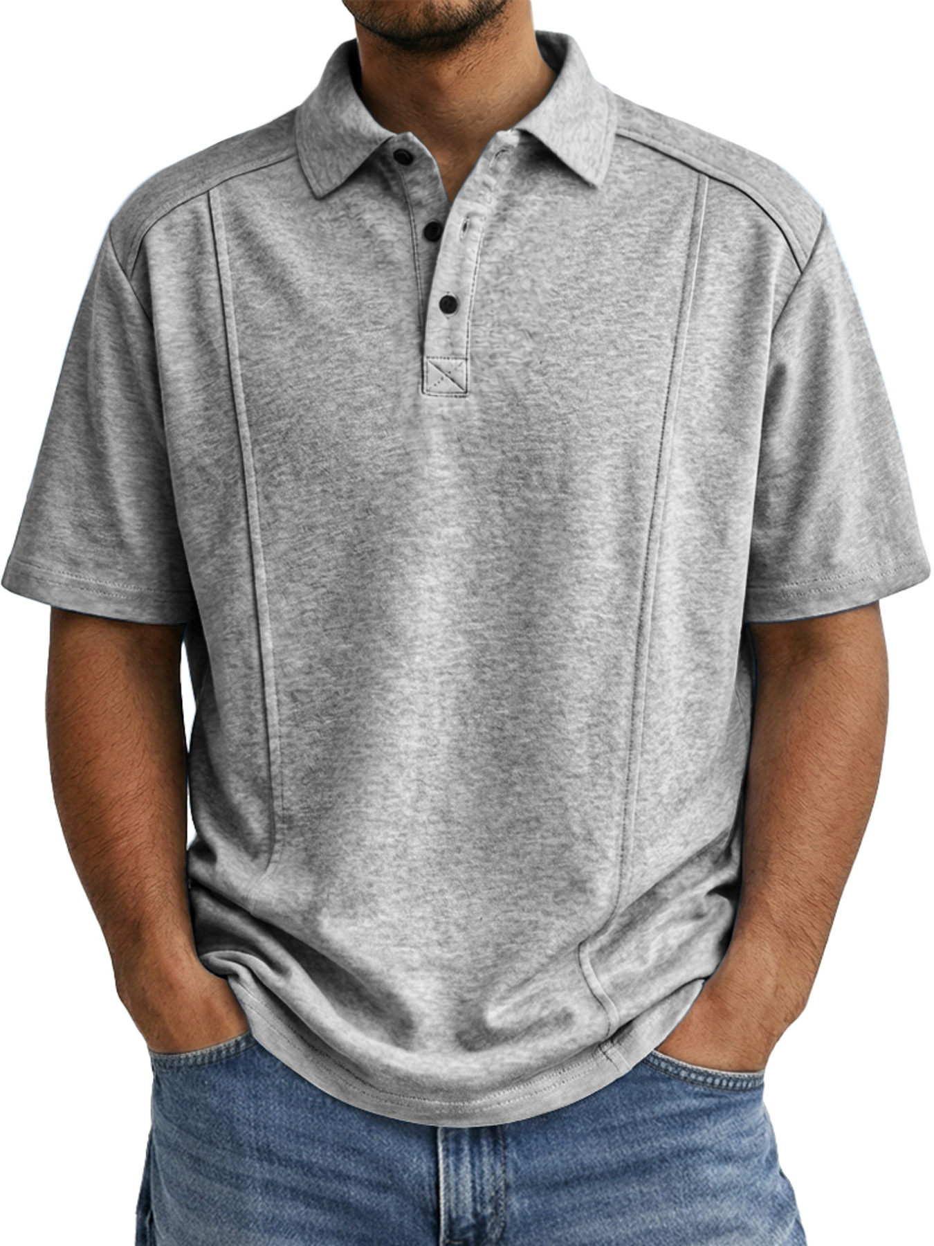 Men's Everyday Minimalist Deconstructed Design Casual Short-sleeved Polo Shirt