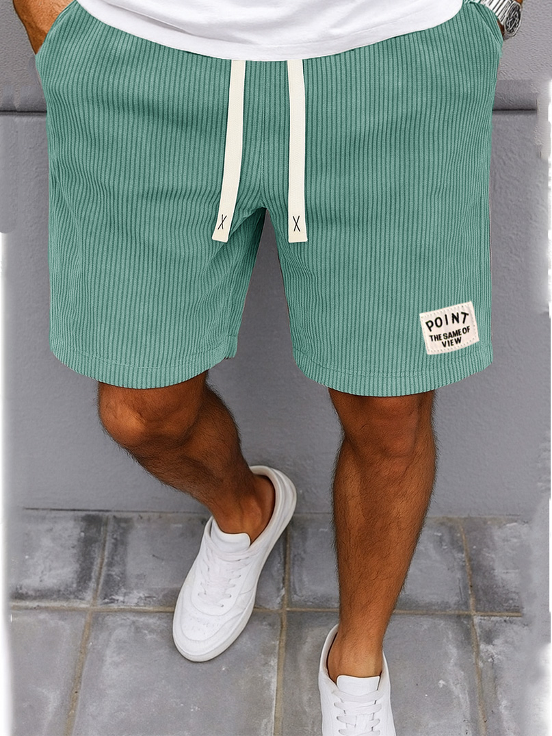 Men's Fashion Casual Outdoor Ribbed Fabric Logo Embroidered Shorts