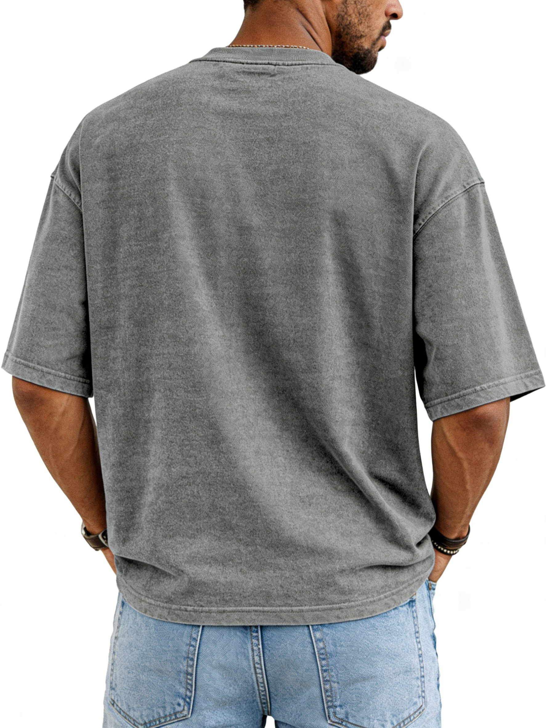 Men's Retro Deconstructed Design Solid Color Round Neck Short Sleeve T-shirt