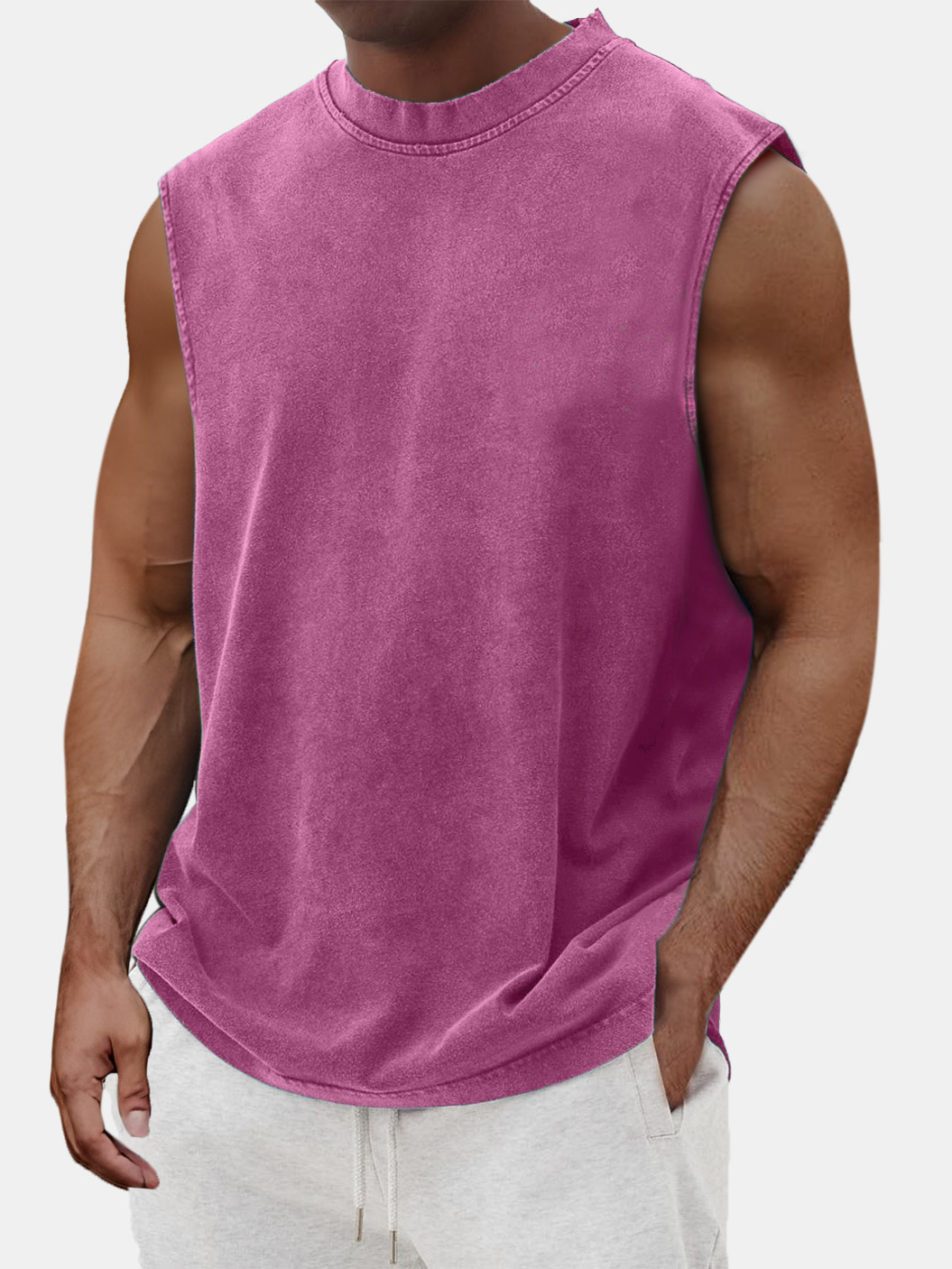 Men's Summer Solid Color Comfortable Casual Sleeveless T-shirt