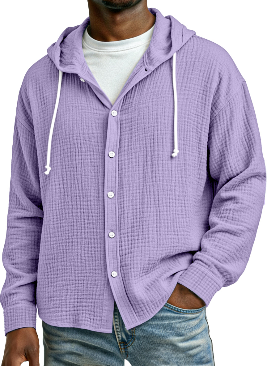 Men's Simple Breathable Pleated Long Sleeve Button-down Shirt