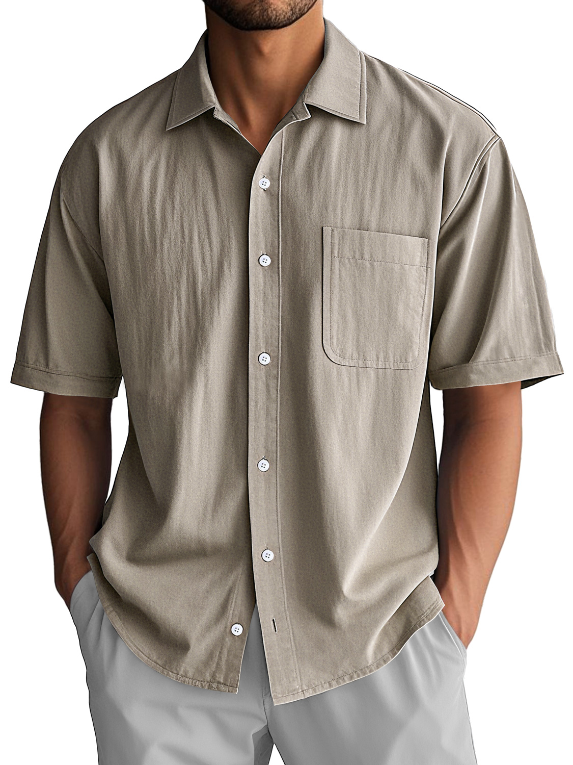 Men's Daily Casual Lapel Pocket Comfort Short Sleeve Shirt