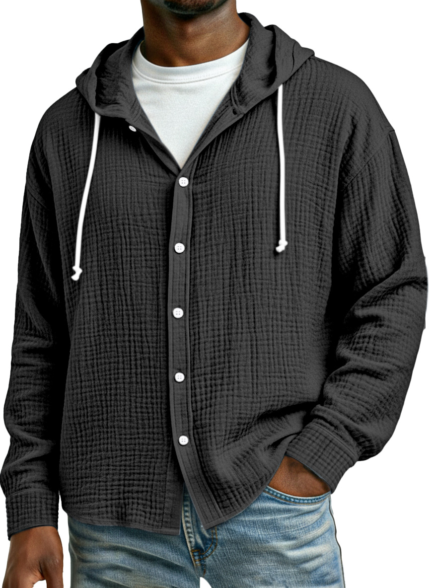 Men's Simple Breathable Pleated Long Sleeve Button-down Shirt