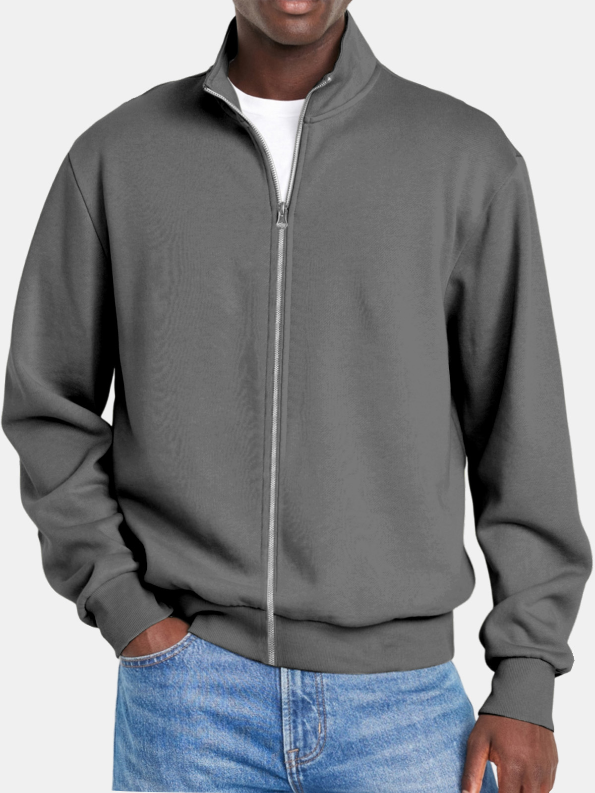 Men's Simple Everyday Stand Collar Zipper Jacket