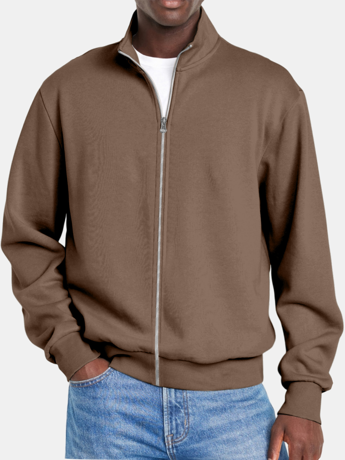 Men's Simple Everyday Stand Collar Zipper Jacket