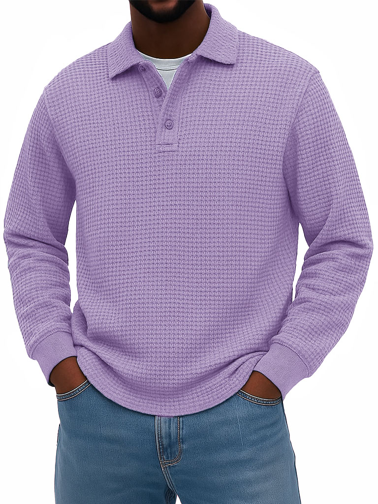 Men's Stylish Casual Corduroy Lapel Long-sleeved Polo Shirt 