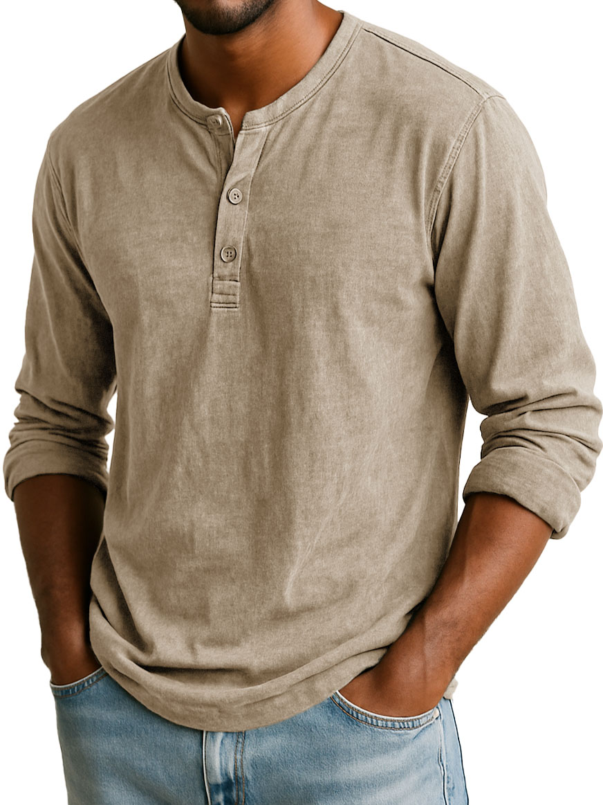 Men's Stylish Casual Long-sleeved Henley Shirt