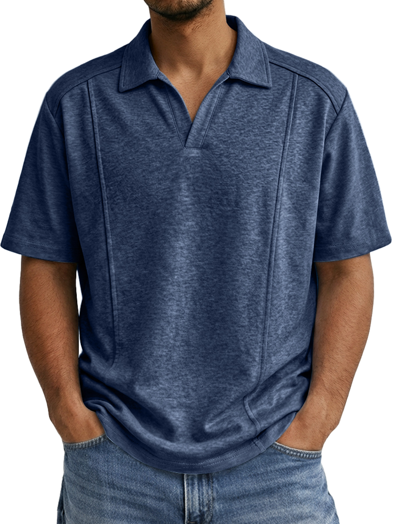 Men's Deconstructed Design Seagull Collar Casual Short-sleeved Polo Shirt