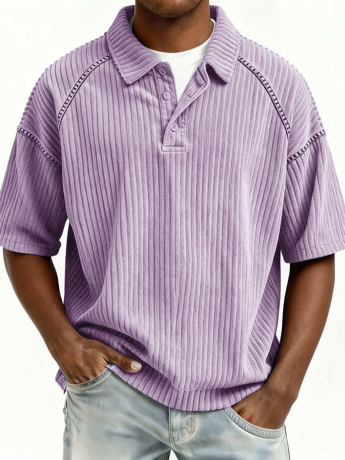  Stylish Casual Loose Lapel Pocket Short-sleeved Polo Shirt