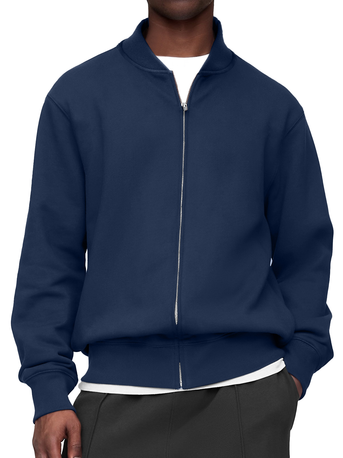 Men's Casual Daily Zipper Solid Color Baseball Jacket