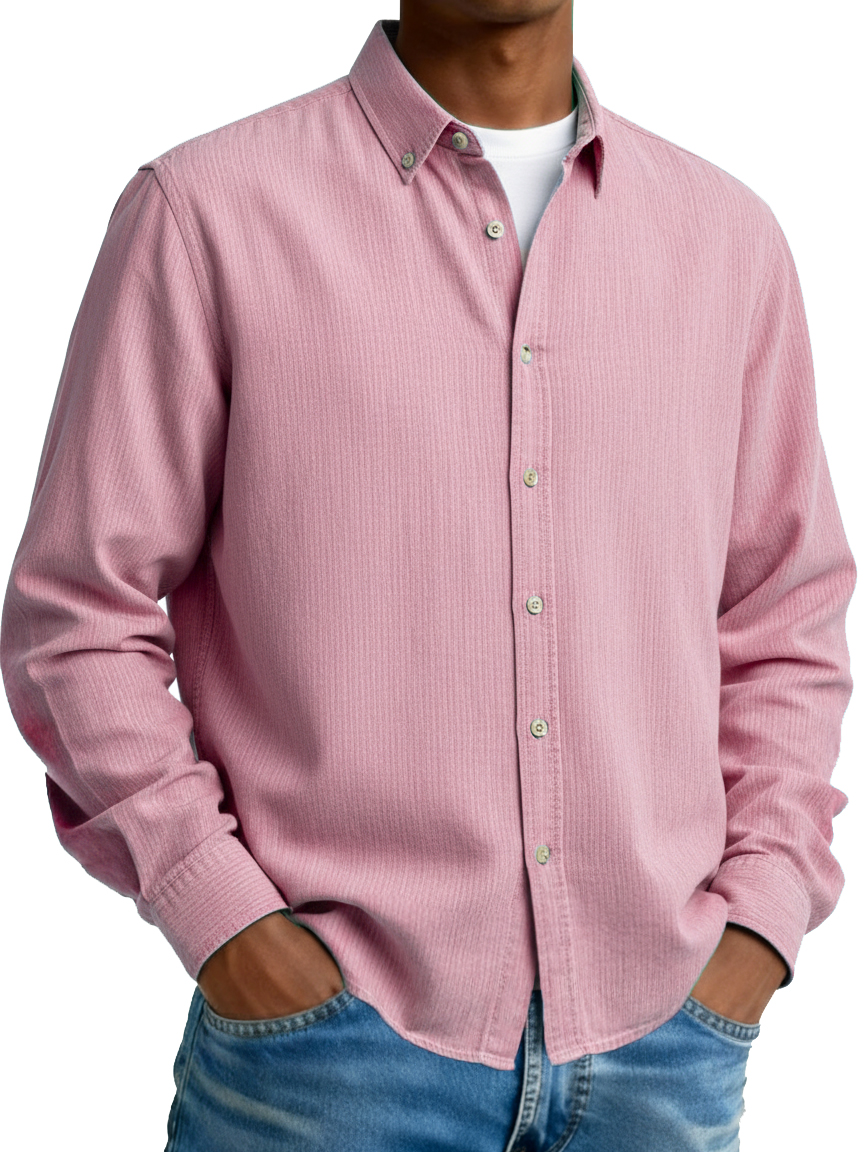 Men's Fashion Casual Retro Turn-Down Collar Long-Sleeve Shirt