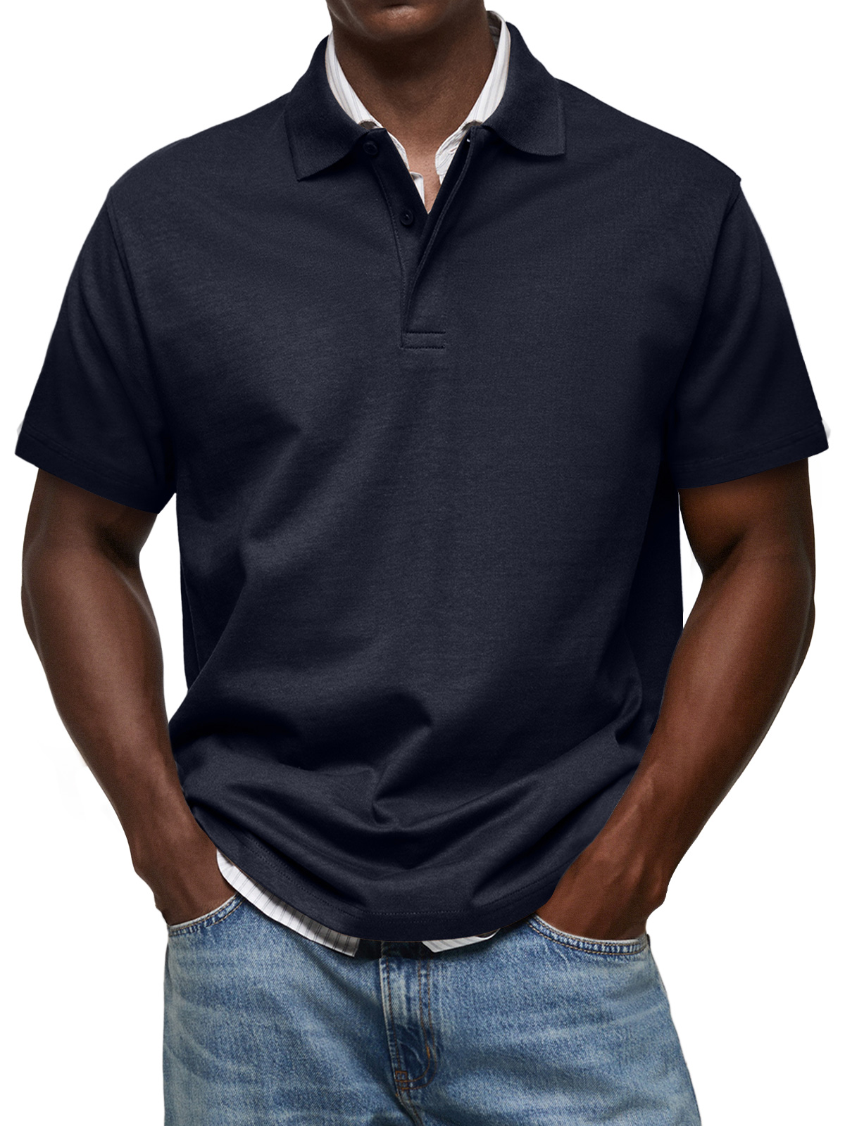 Men's Casual Lapel Button Up Comfortable Short Sleeve POLO Shirt