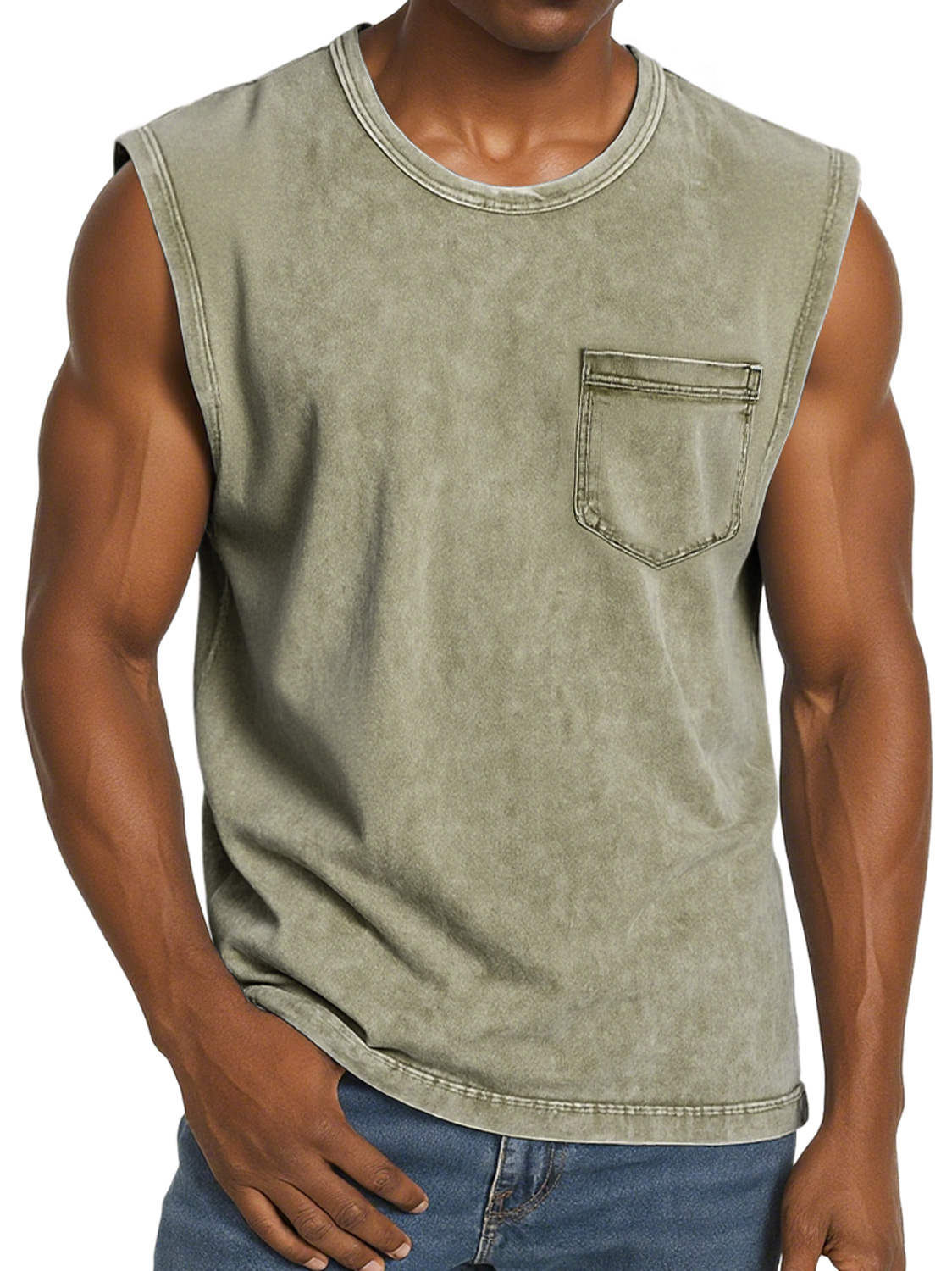Men's Retro Round Neck Pocket Casual Comfort Sleeveless Vest