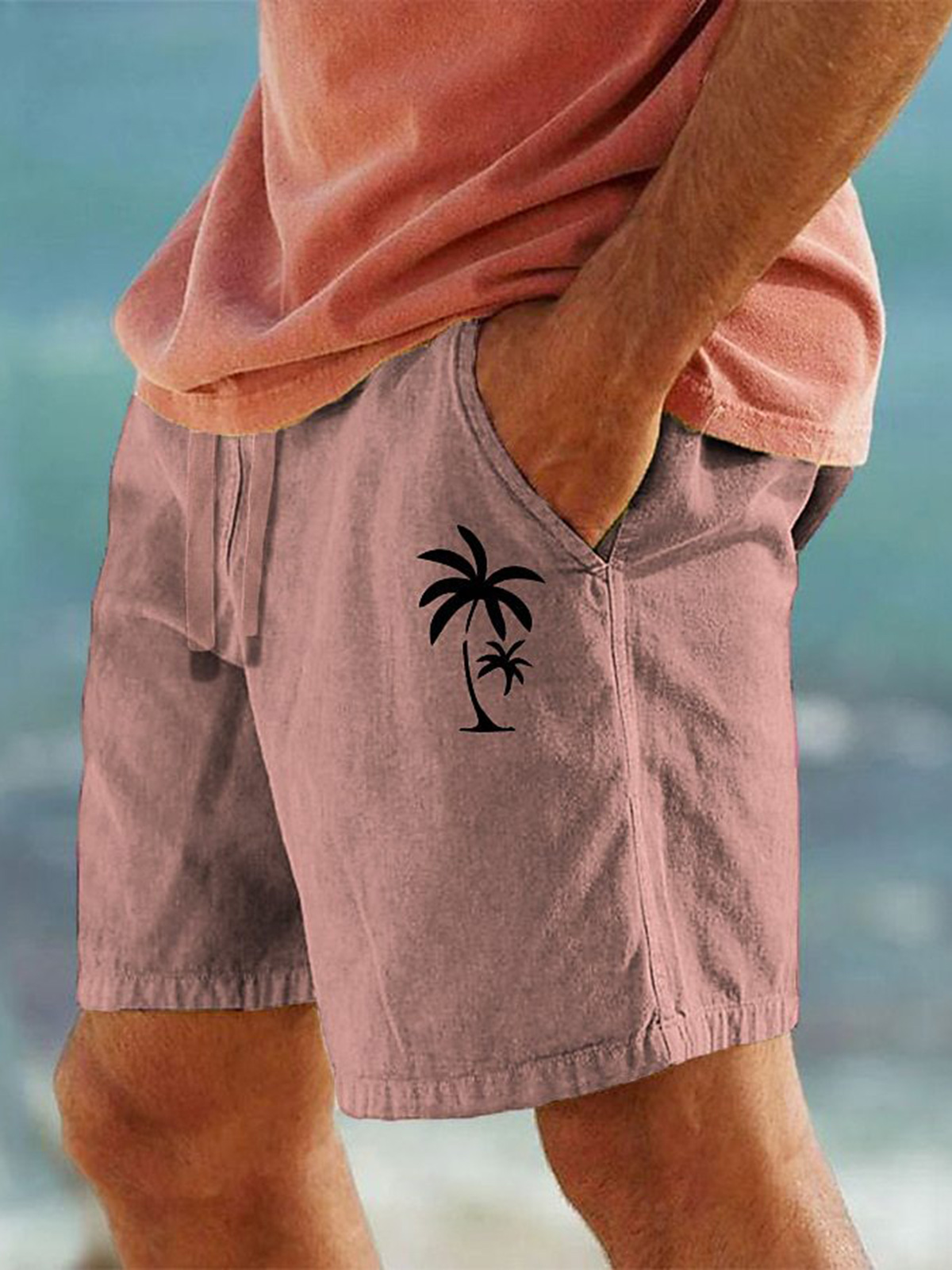 Men's Hawaiian Coconut Print Beach Shorts