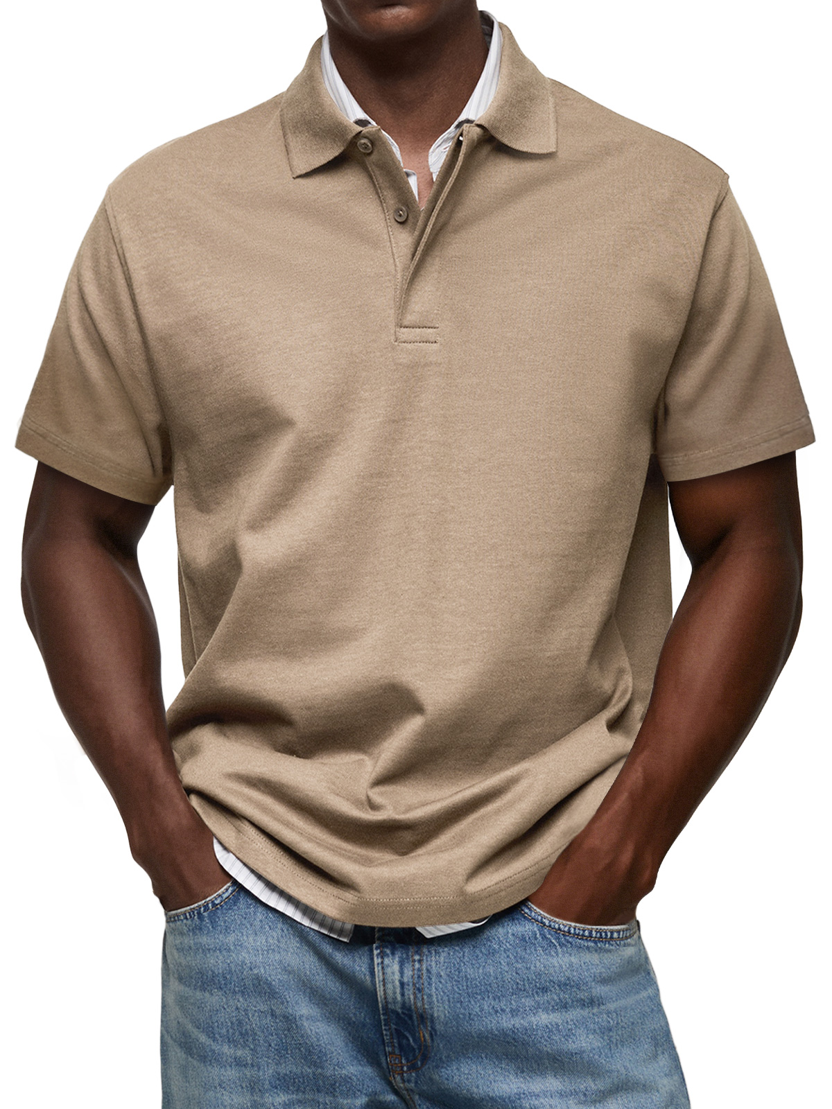 Men's Casual Lapel Button Up Comfortable Short Sleeve POLO Shirt