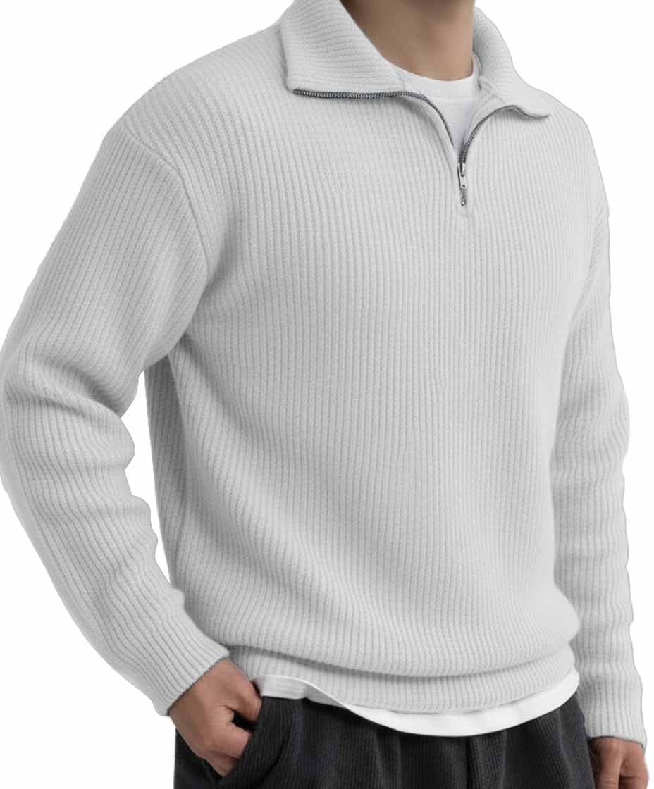 Men's Fashionable Casual Stand Collar Zipper Long Sleeve Top