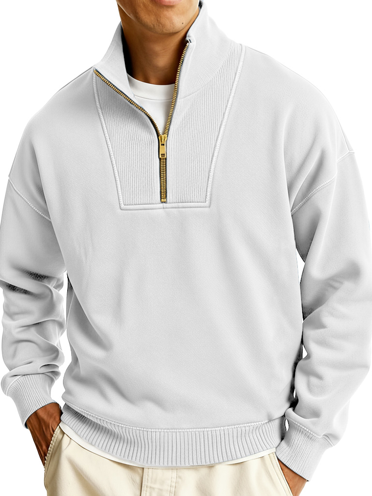 Men's Fashionable Sporty Casual Stand Collar Zipper Long-Sleeve Sweatshirt