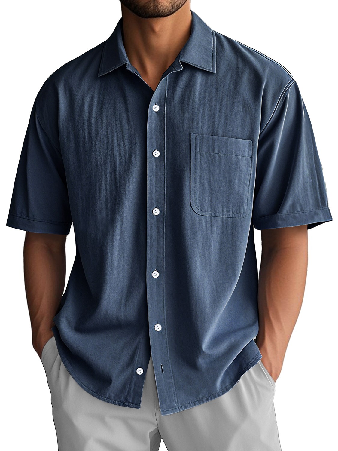 Men's Daily Casual Lapel Pocket Comfort Short Sleeve Shirt