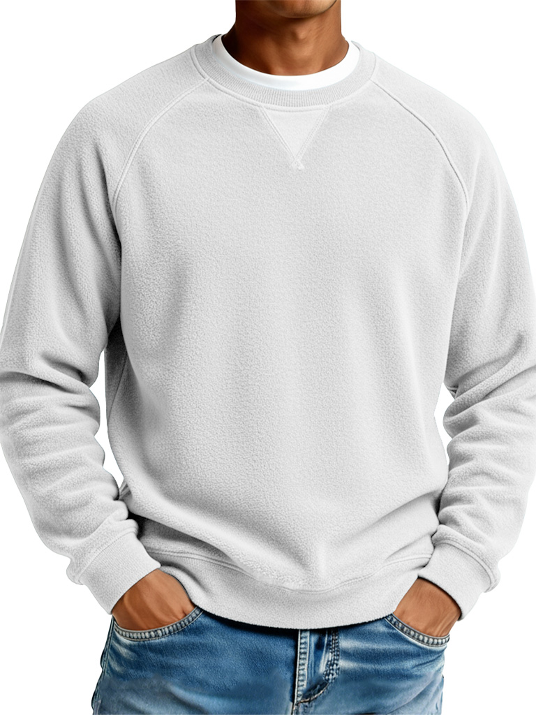 Men's Fashionable Casual Ribbed Fabric Raglan Neck Long-Sleeved Top