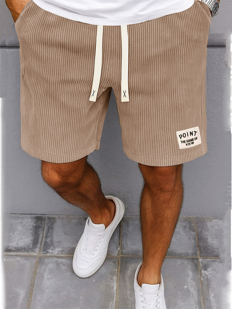 Men's Fashion Casual Outdoor Ribbed Fabric Logo Embroidered Shorts