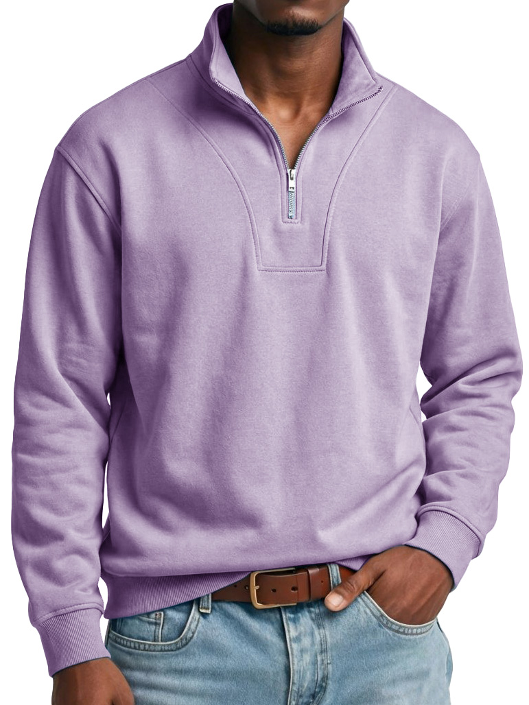 Men's Fashionable Casual Stand Collar Zipper Long-Sleeved Top