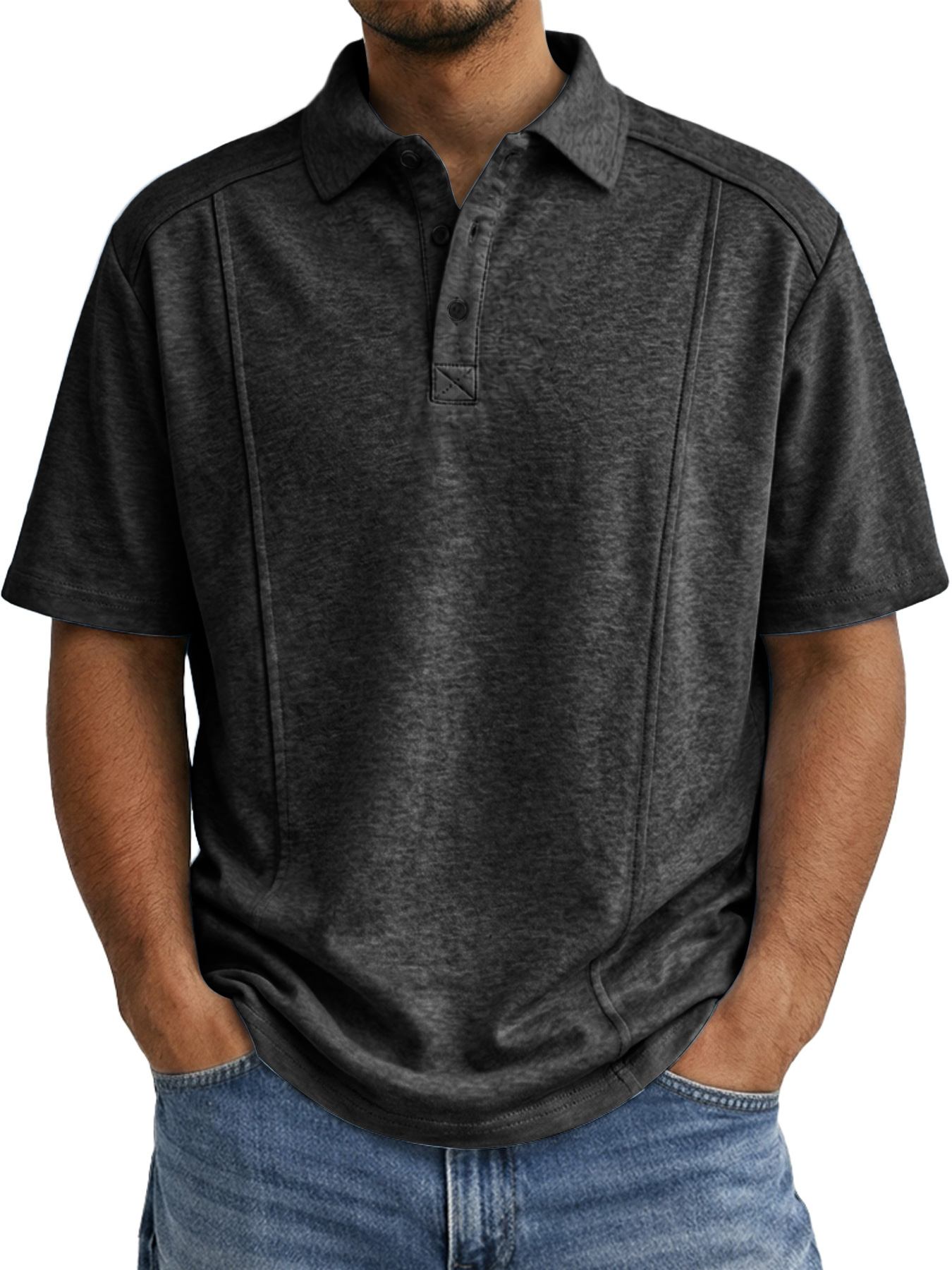 Men's Everyday Minimalist Deconstructed Design Casual Short-sleeved Polo Shirt