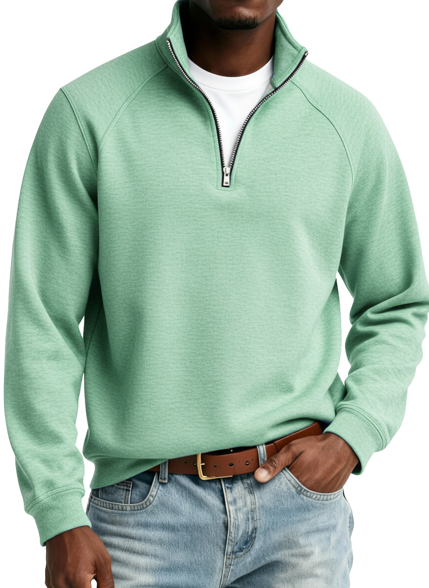 Men's Fashionable Casual Stand Collar Raglan Sleeve Long-Sleeve Sweatshirt