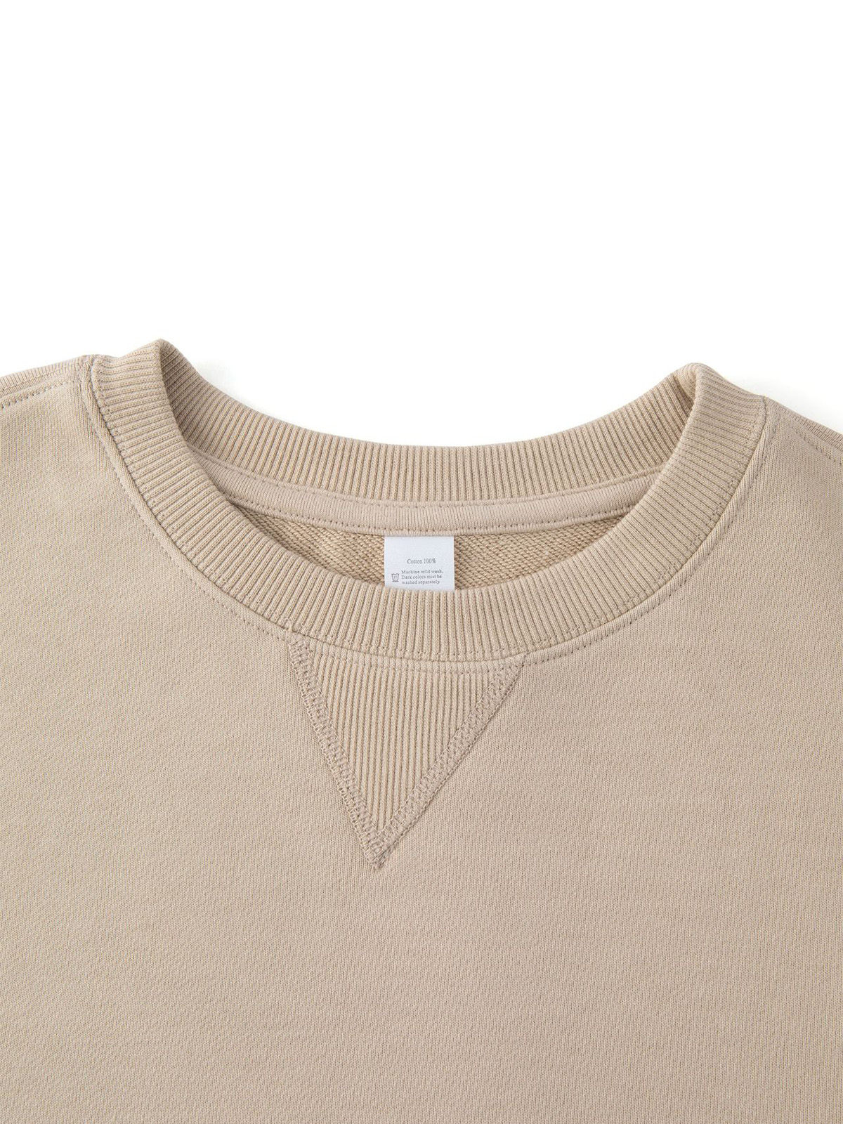 Heavyweight Pure Cotton Inverted Triangle Design Comfortable Round Neck Long-sleeved Sweatshirt