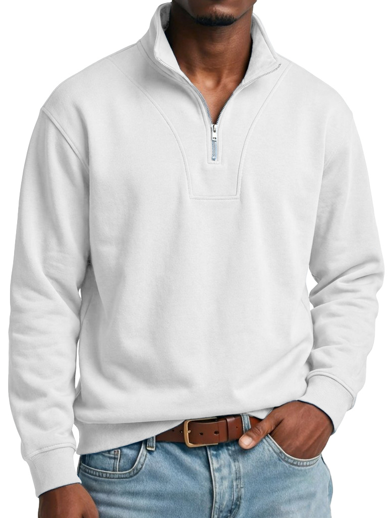 Men's Fashionable Casual Stand Collar Zipper Long-Sleeved Top