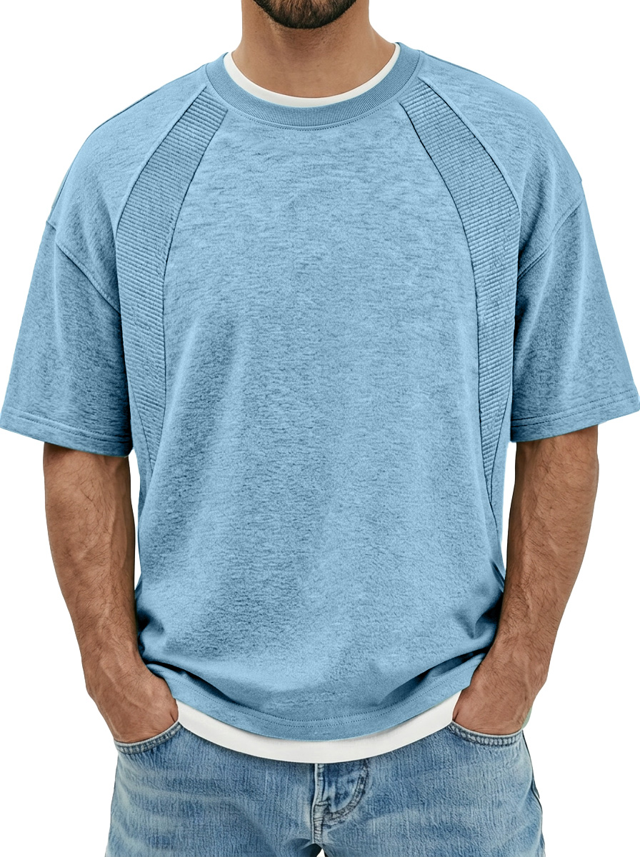 Men's Everyday Deconstructed Design Solid Color Round Neck Short-sleeved T-shirt