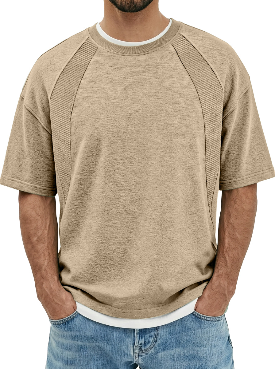 Men's Everyday Deconstructed Design Solid Color Round Neck Short-sleeved T-shirt