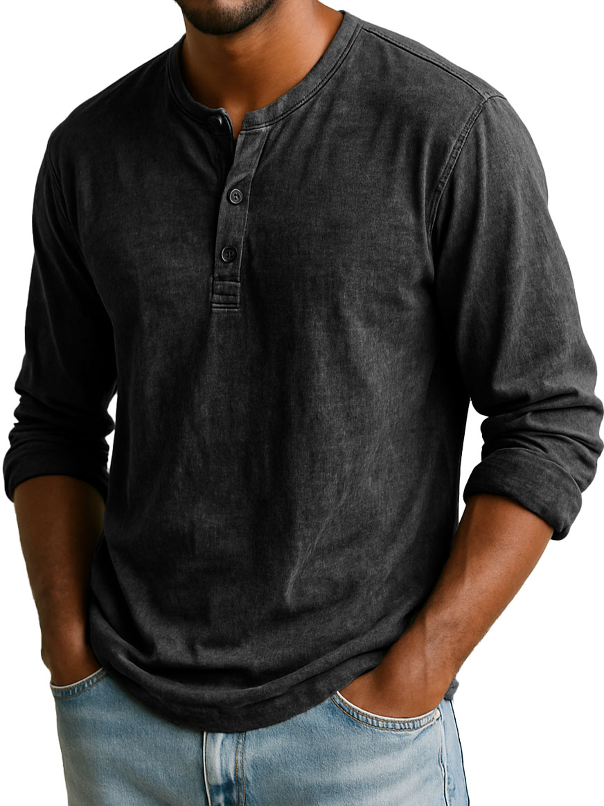 Men's Stylish Casual Long-sleeved Henley Shirt