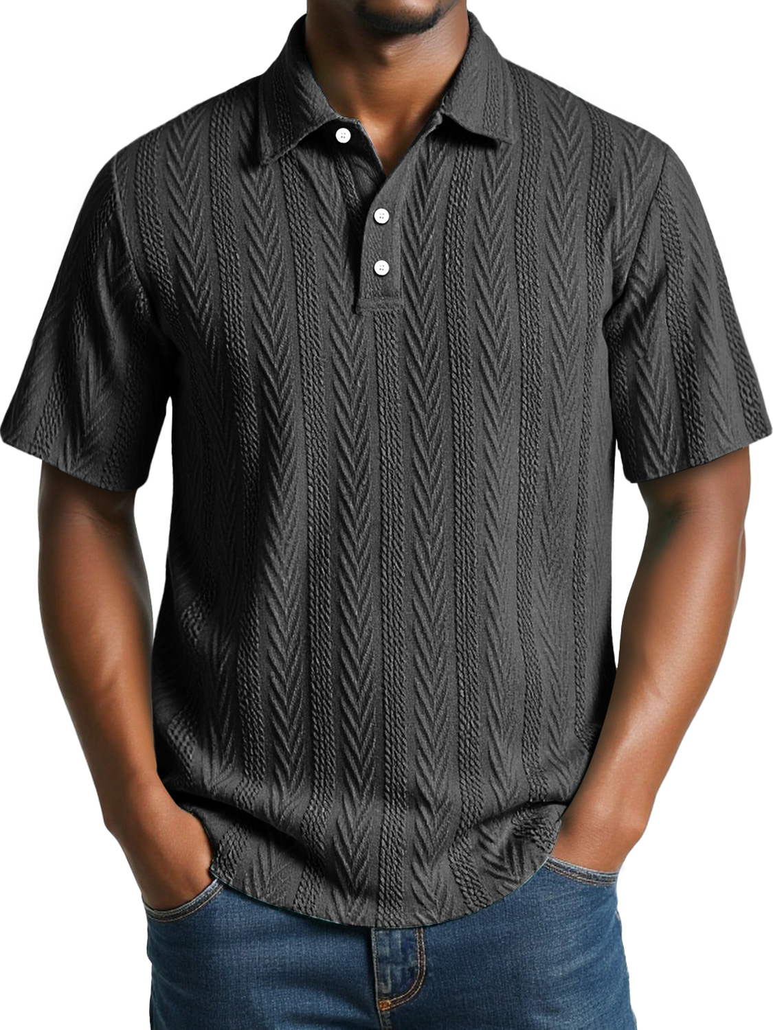 Men's Daily Jacquard Texture Casual Short-sleeved Polo Shirt