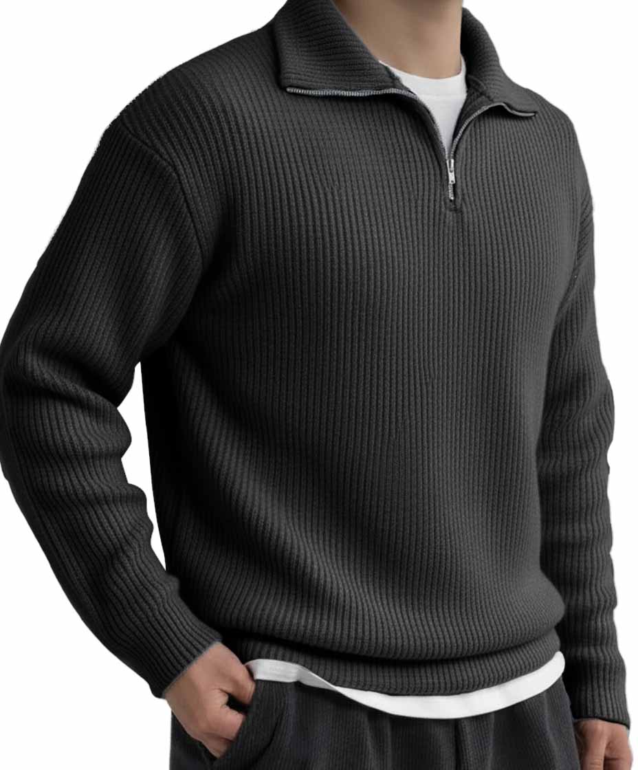 Men's Fashionable Casual Stand Collar Zipper Long Sleeve Top