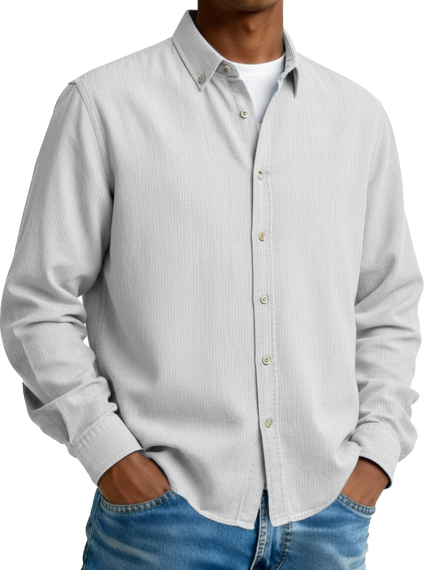 Men's Fashion Casual Retro Turn-Down Collar Long-Sleeve Shirt