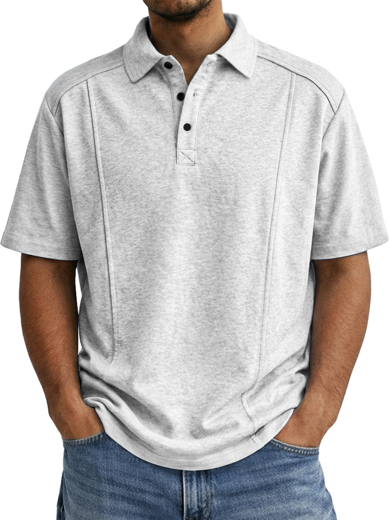 Men's Everyday Minimalist Deconstructed Design Casual Short-sleeved Polo Shirt