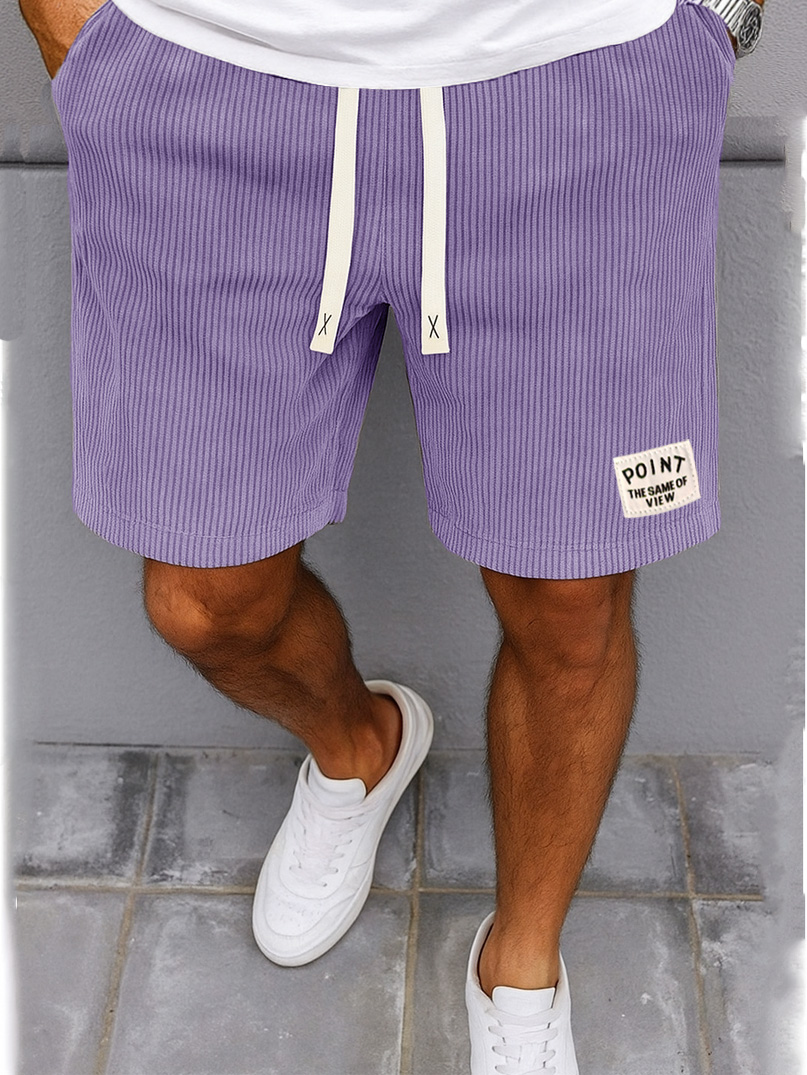 Men's Fashion Casual Outdoor Ribbed Fabric Logo Embroidered Shorts