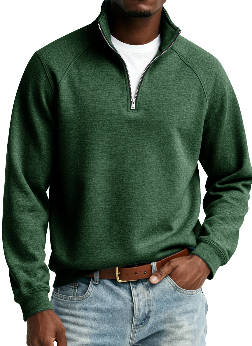 Men's Fashionable Casual Stand Collar Raglan Sleeve Long-Sleeve Sweatshirt