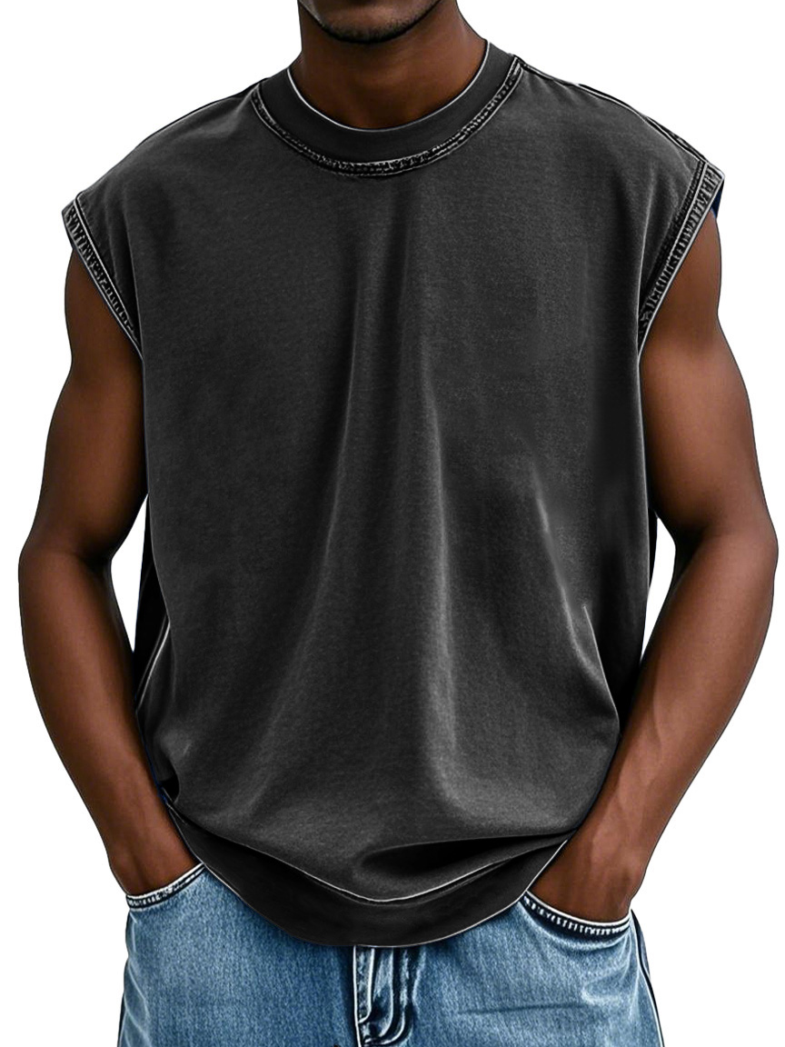 Men's Fashion Retro Washed Sports Sleeveless T-shirt