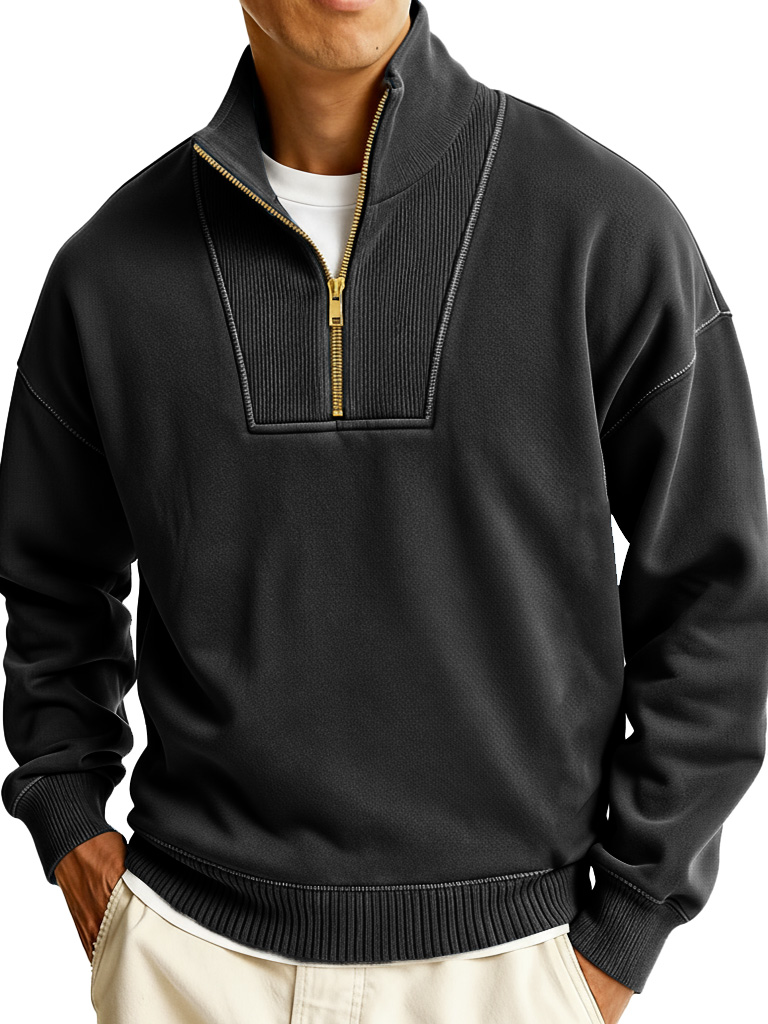 Men's Fashionable Sporty Casual Stand Collar Zipper Long-Sleeve Sweatshirt